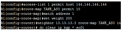 BGP Weight Attribute