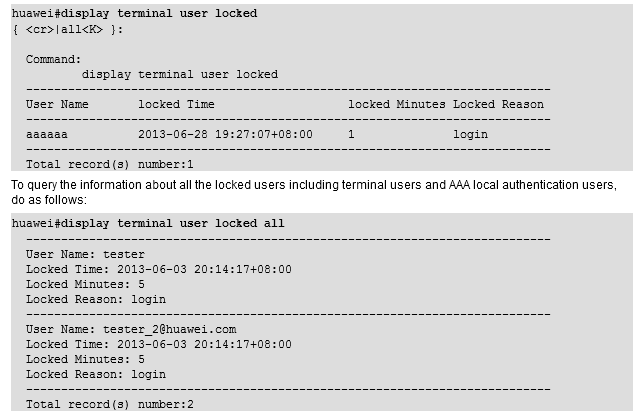 display terminal user locked