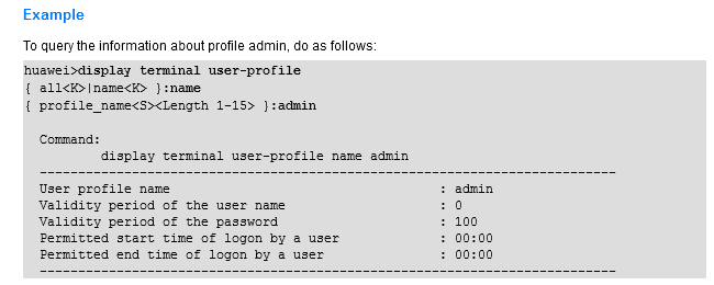 display terminal user-profile