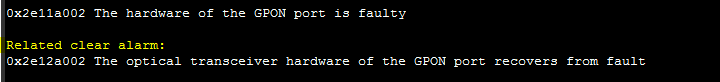 0x2e11a002 The hardware of the GPON port faulty