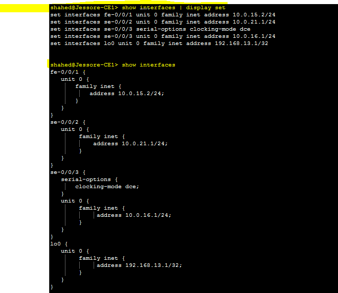 Juniper Show Configuration display set command