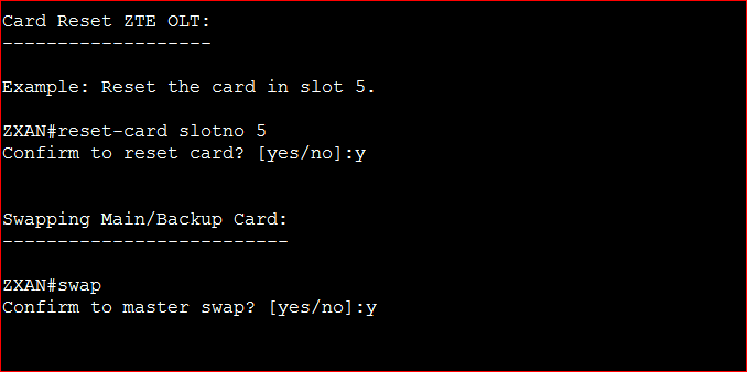 Card Reset ZTE OLT and Swapping Main or Backup Card