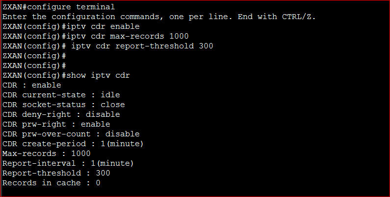 Configure CDR Parameters in ZTE OLT