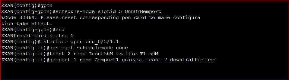 GEM Port Traffic Limit Configure in ZTE OLT