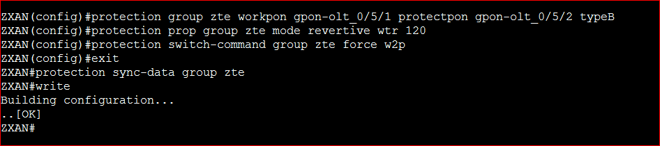 ZTE GPON Protection Service Configuration
