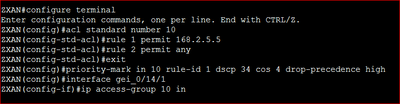 Priority Mark Configure ZTE ZXA10 C220 OLT