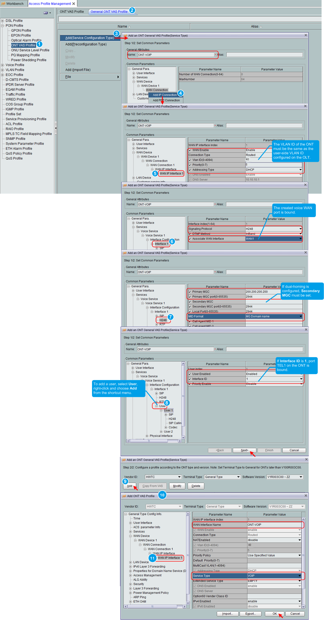 H.248 VoIP Service Configure Via U2000 NMS