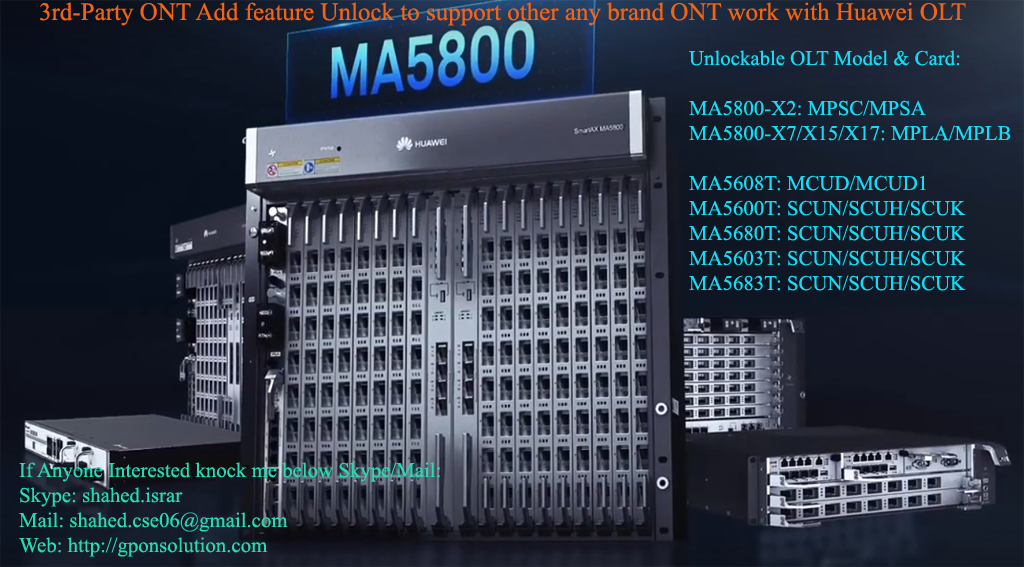 MA5800-Series-OLT MPSC-MPSA-MPLA-MPLB Card Unlock